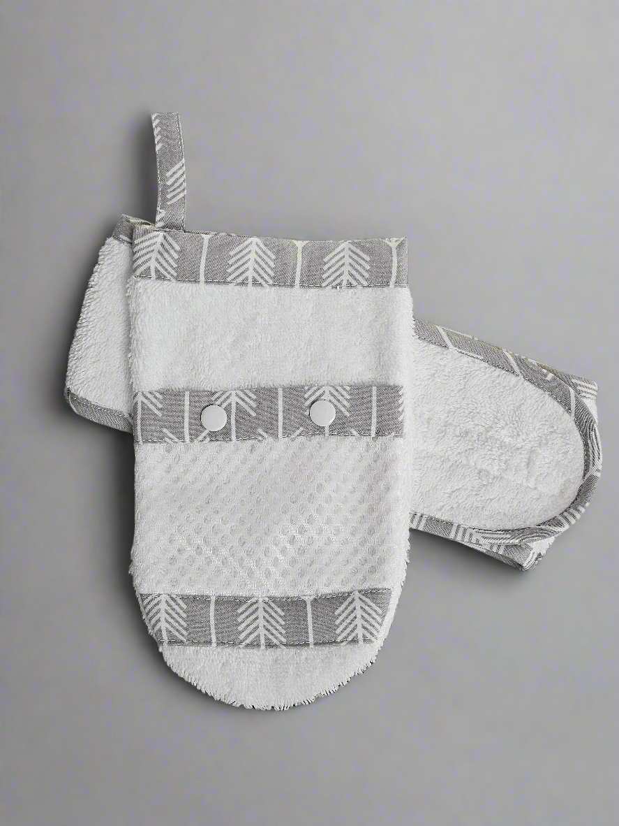 Ens. Gant de bain et bandeau démaquillant