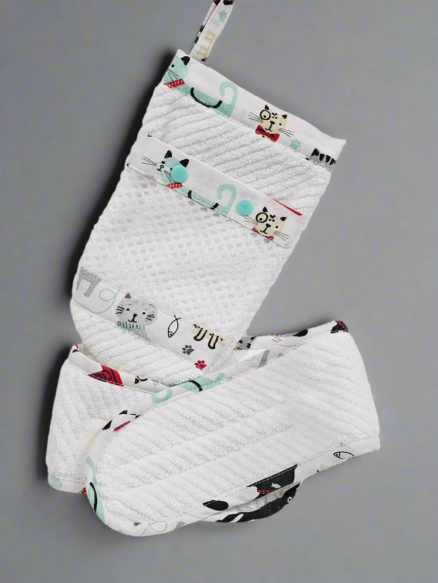 Ens. Gant de bain et bandeau démaquillant