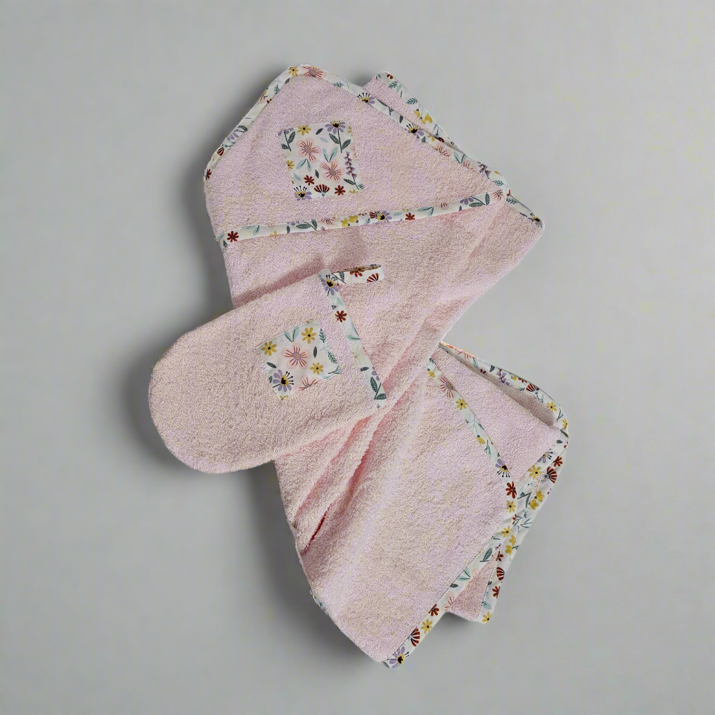 Serviette à capuche et gant de bain pour enfants