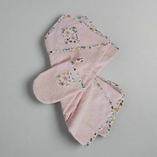 Serviette à capuche et gant de bain pour enfants