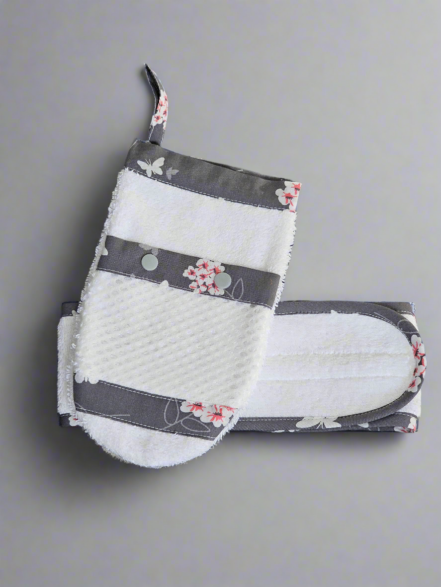 Ens. Gant de bain et bandeau démaquillant